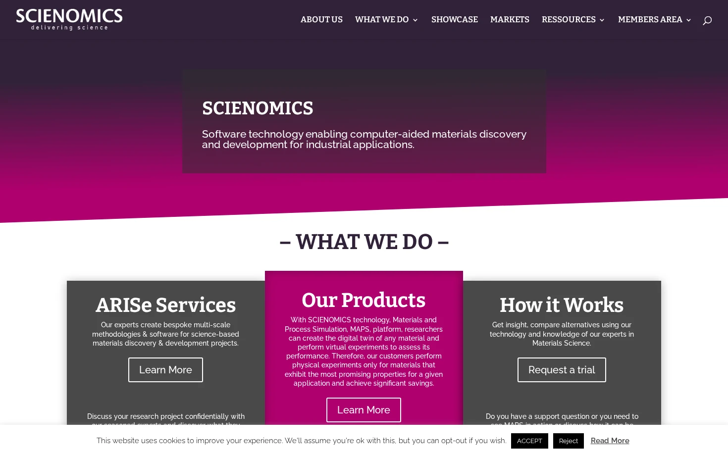 SCIENOMICS 页面快照